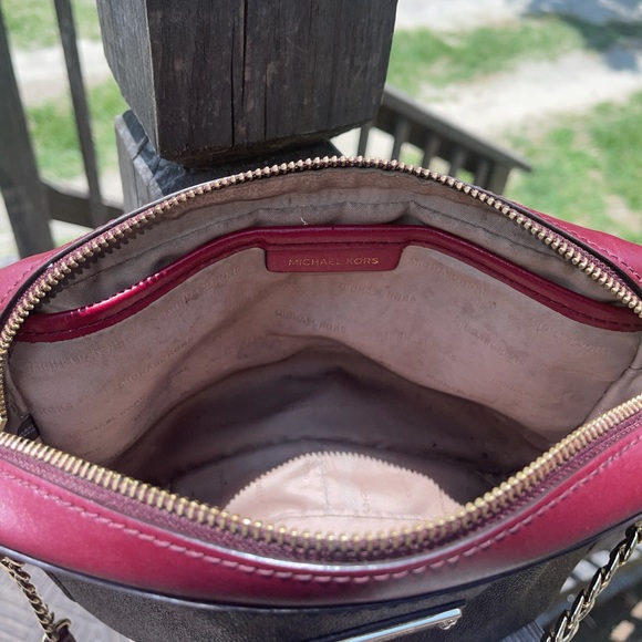 Burgundy and Brown Michael Kors JetSet Crossbody - Picture 3 of 4